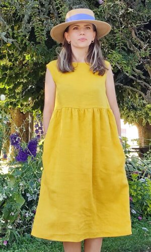 robe lin dos crocheté canaris