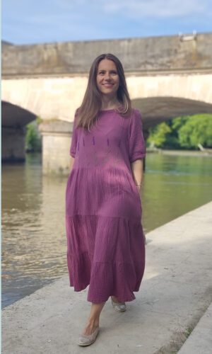 robe coton brodée lavandes