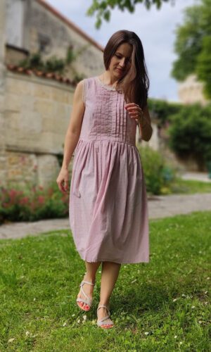 robe coton dos crocheté rose poudré
